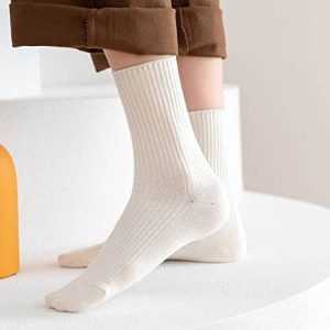 ACCFOD Cute Crew Socks Casual Athletic Aesthetic Socks Neutral Cotton Socks for Women Granola Girls Clothes – Solid Color Size 5-9